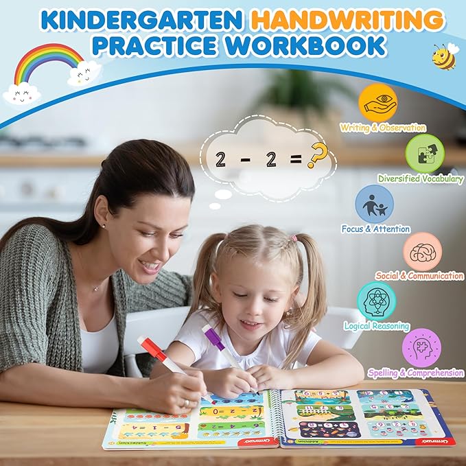 Preschool Learning Activities Kindergarten Workbooks, Toddler Alphabet Learning Educational Toys for 2 3 4 5 Year Old, Writing Practice Tracing Activity Books, Back to School, Easter Basket Stuffers