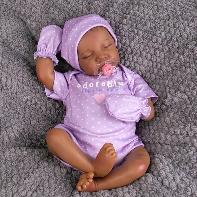 Aori Reborn Baby Dolls Black - Realistic Baby Doll Girl Black 18-inch, Real Life Soft Vinyl American Doll, Nice Gift for Kids, New-Parents, Grand-Parents, Doll Collectors