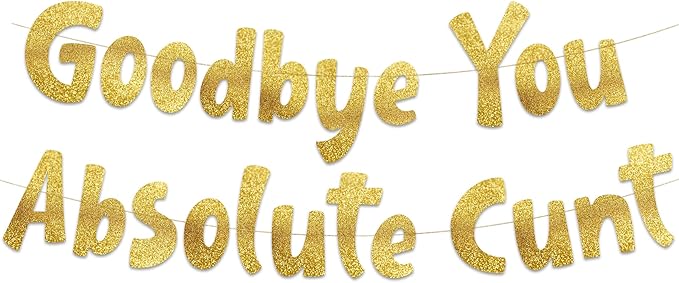 Pre-Strung Going Away Party Gold Glitter Banner - Funny Retirement Decorations for Men and Women - Retirement Party Supplies and Gifts