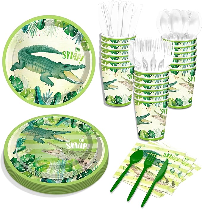 116 Ps Crocodile Party Supplies 16 Guests Crocodile Party Decorations Including Crocodiles Partys Paper Plates Dinner Plates Napkins Cups Set