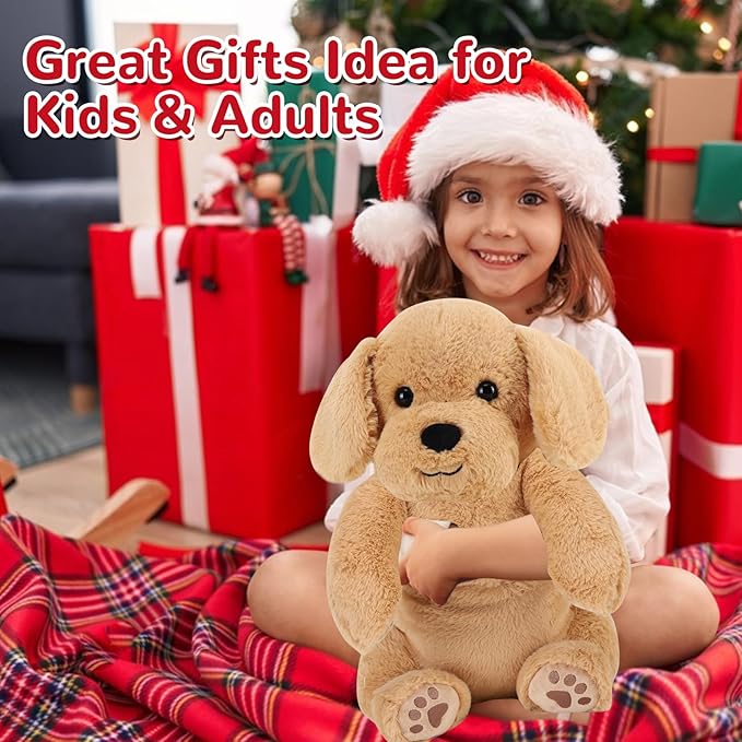 Yellow Lab Weighted Stuffed Animals - 22 Inch 4.5 Pounds Weighted Plushies Labradoodle Stuffed Animals - Big Dog Plush Pillow - Cute Plush Toys Gifts for Kids & Adults (22" 4.5 lbs)