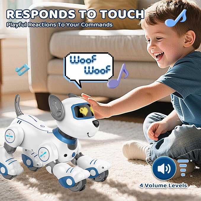 Robot Dog Toy for Kids 3-12: Remote Control Interactive Robot Puppy with Touch & Follow, Programmable Tricks, Dancing & Walking, Birthday Gift for Smart Boys & Girls