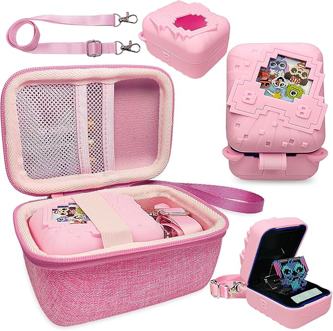 JCHPINE Hard Carrying Case and Silicone Cover for Bitzee Disney Interactive Digital Pet, Protective Case for Bitzee Disney Virtual Electronic Pets Accessories (Pink)