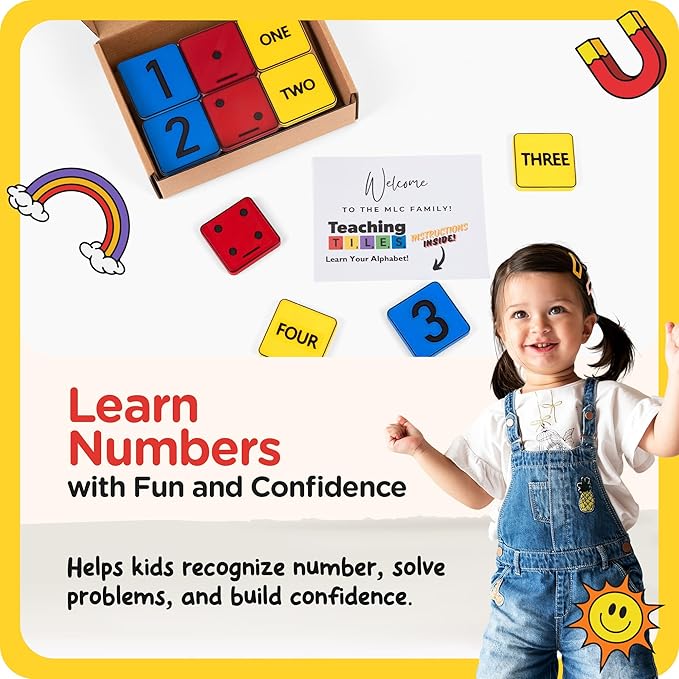 Learn Your Numbers! Self-Correcting Magnetic Tiles - Educational Toy Set for Counting, Number Sense and Word Recognition – Fun and Engaging Number Puzzle for Essential Skill Development