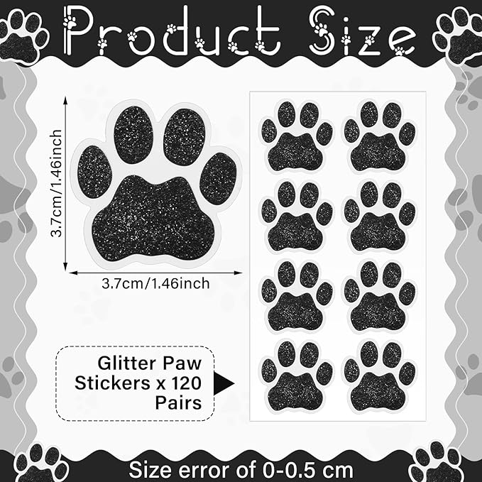 120 Pairs Black Eye Black Bulk Tiger Paw Football Stickers Sport Glitter Eyeblack Sticker Team Spirit Accessories for University College Game Day Sports Fans Themed Party Supplies