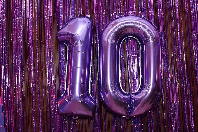 40 Inch Purple Number 7 Balloon, Giant 7 Number Balloons for 7th Birthday Decorations, Party Supplies for Baby Boy Girl, Purple Party Decor