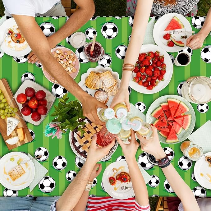 Wiooffen 3 Pcs Soccer Party Tablecloth Soccer Birthday Plastic Tablecloths Disposable World Cup Table Cover Party Decorations Sports Table Cloth Themed Party Supplies Favors, 54 x 108 Inches