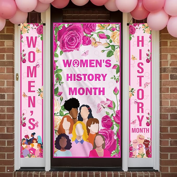Women's History Month Decorations, National Women's Door Cover Banner Decoration for Home Party, Womens Rights Celebration Event Outdoor Party Decor Supplies for School Office Community