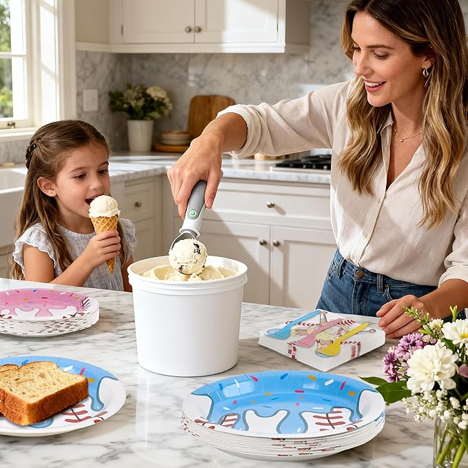 96 Pcs Baseball Ice Cream Drip Party Supplies Disposable Tableware Set Include Baseball Paper Plates and Napkins Plastic Forks for Sports Theme Birthday Decorations, Serve 24 Guests