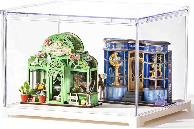 Rolife Dust Cover for DIY Miniature House, 8.8 x 7.6 x 6.1 Inches Clear Acrylic Display Case for Specific Mini Dollhouse Kits, Transparent Protective Showcase for Collectibles & Action Figures