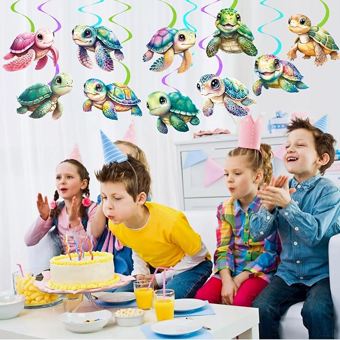 Turtle Party Hanging Swirls 20PCS Sea Turtle Theme Ceiling Swirls Decorations Turtle Birthday Party Supplies Turtles Hanging Streamers for Ocean Animals Baby Shower Decor