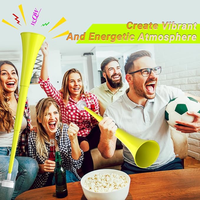 Collapsible Stadium Horn 24 Inch Vuvuzela Plastic Trumpet Horn Blow Horn Noisemakers Loud Sound Soccer Horn Cheer Horn for Sporting Events Graduation Games School Party Supplies Favors Accessories