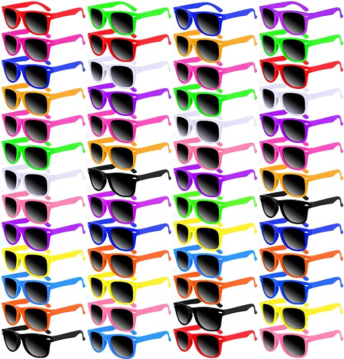 72 Pack 12 Color Neon Sunglasses Party Favors Bulk,80’s Retro Style Perfect Colorful Novelty Sun glasses Set for Birthday Party Supplies,Beach,Pool Party Favors,Goody Bag Favors for Kids Adults
