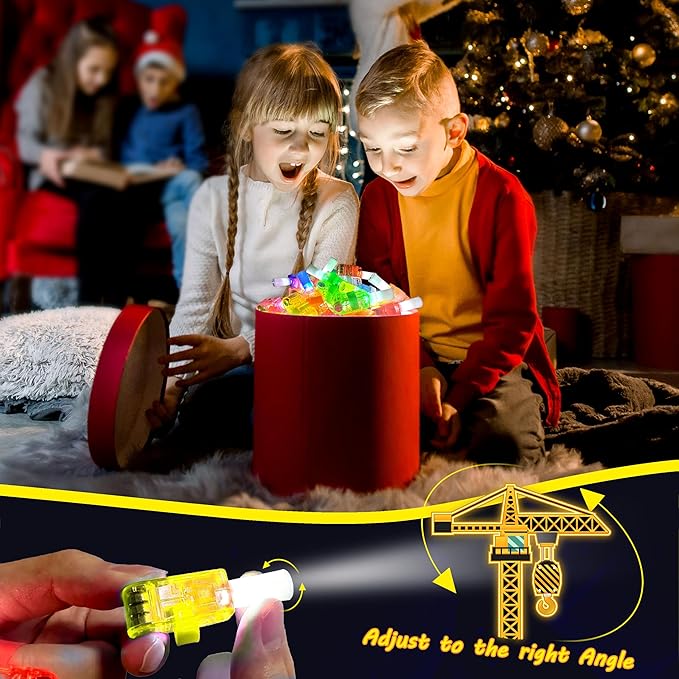 24PCS Construction Party Favors-LED Finger Lights：Glow-in-the-Dark Light-Up Toys Bulk for Kids Boys Girls,Construction themed Party Decorations Supplies, Party Goodie Bags, Classroom Prizes, Fun Gifts