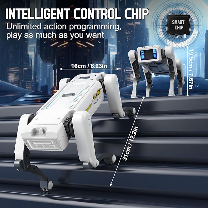 Robot Dog, AI Dog, AI Smart Pet, Will Dance and Kungfu, Voice/App/Remote Control, Support Action Programming, AI Robot Ideal Gift for Adults/Kids