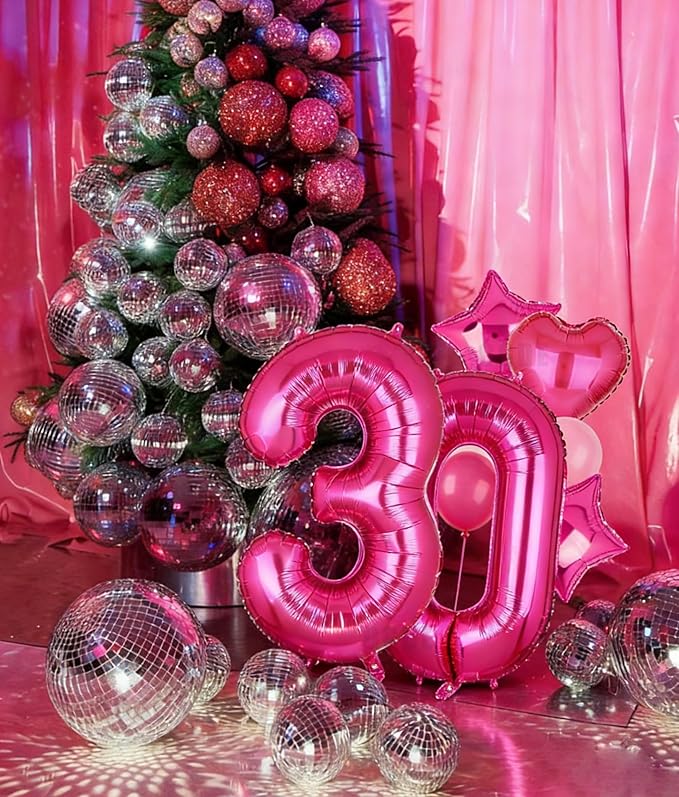 40 Inch Number Balloons Hot Pink 30 Large Number Balloon Anniversary Event Celebration Bachelorette Cowgirl Let's Go Girls Pink Themed 30st Birthday Party Decor Supplies 10 Pcs