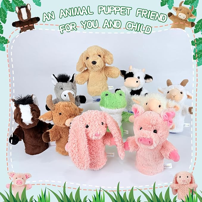 Soft Hand Puppet Domestic Animal Toy Educational Plush for Children Adults Family Fun Interactive Play Storytelling Gift Dog