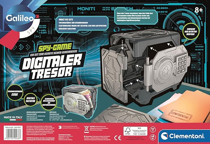 Galileo Spy Digital Safe - Safe with Alarm & Warning Light for Young Agents & Spies - Toy for Children from 8 Years - 59433 by Clementoni