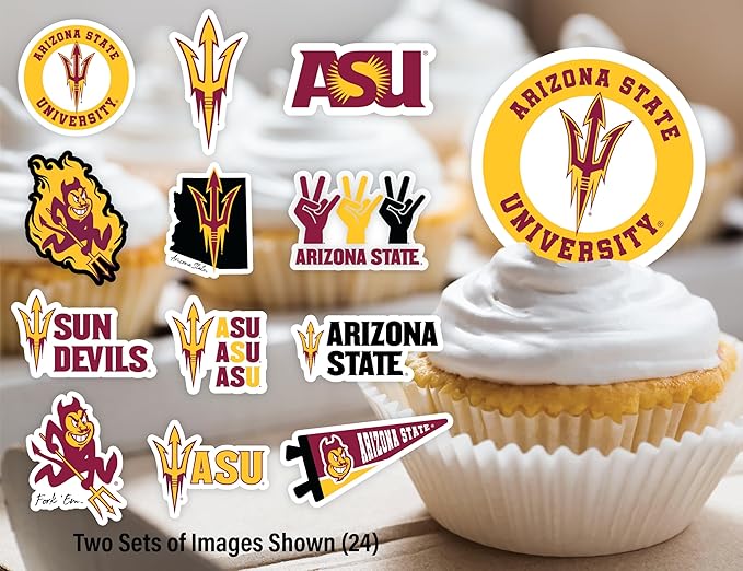 Arizona State Cupcake Topper Party Supplies for ASU Football, Birthday, Graduation Party Decorations (24 Pieces) (Arizona State Sun Devils)