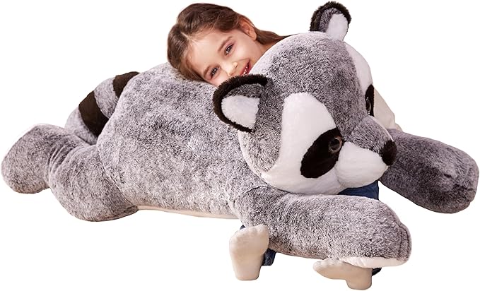 IKASA Giant Raccoon Stuffed Animal Plush Toy,Large Racoon 30" Cute Jumbo Soft Toys,Huge Big Size Plushy Fluffy Fat Oversized Plushie,Gifts for Kids