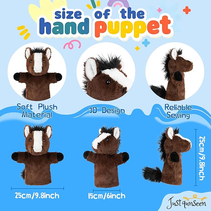 Animal Puppet Large Farm Themed Toy for Creative Play Adult Size Stuffed Interactive Role Play Educational Storytelling Brown Horse