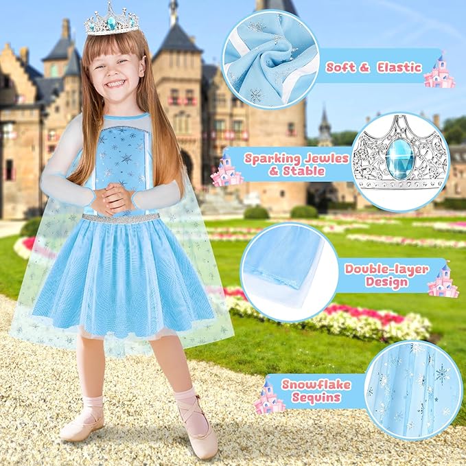 Princess Dress Up, Toddler Dress Up with Princess Costumes and Toys, Butterfly & Unicorn Dress with Fairy Wings, Pretend Play for Toddlers 3-6, Halloween Christmas Birthday Gift for Kids
