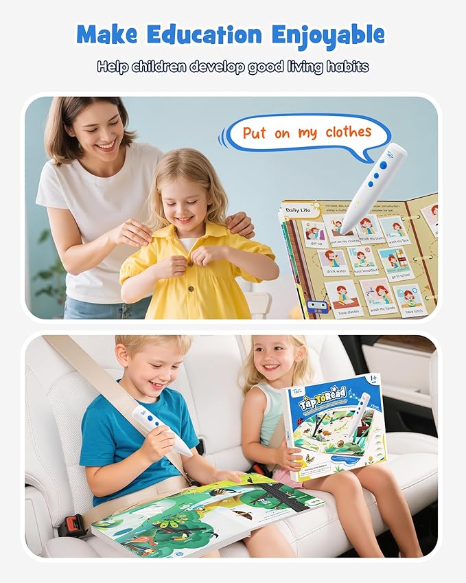 TEKFUN Learn to Read Sound Books with Talking Pen, Educational Autism Sensory Toys for Kids, 500+ Learning Activities, Toddler Birthday Gifts for Boys Girls Ages 1-6