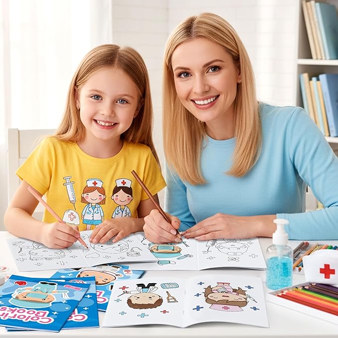 Mini Medical Coloring Books for Kids - 48Pcs Bulk Doctor Nurse Theme Coloring Booklet Medical Theme DIY Art Drawing Book for Toddlers Party Favors Gifts Classroom Reward Home Art Activity Supplies