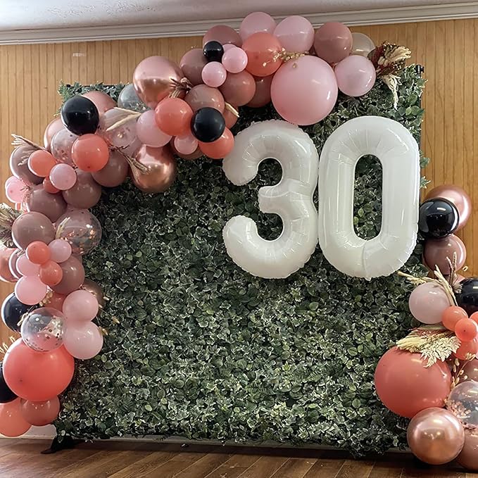40 Balloons White, Giant Number 4 & 0 Helium Foil Balloon for Women 40th Birthday Decor, 40 Inch Self Inflating Mylar Number 40 Balloon for Man Anniversary Party Globos De Numeros Decorations Supplies