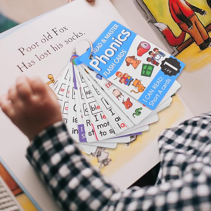 SUPVOX Phonics English Spelling Cards for Educational Brain-Developed Learning Flash Cards Metal Rings Random Cover for Preschool Boys