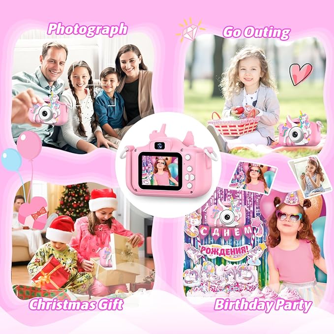 Kids Camera Toys,Children Digital Video Camera Gift for Girls Boys 3-12 Age Kids,Chritmas Birthday Festival Present for 3 4 5 6 7 8 9 10 11 12 Year Old Toddler Child (Pink)