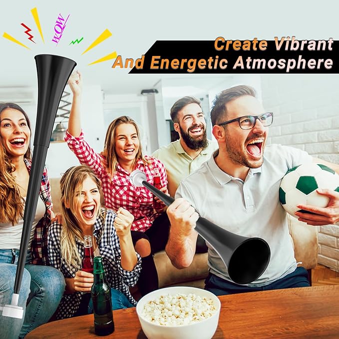 Collapsible Stadium Horn 24 Inch Vuvuzela Plastic Trumpet Horn Blow Horn Noisemakers Loud Sound Soccer Horn Cheer Horn for Sporting Events Graduation Games School Party Supplies Favors Accessories