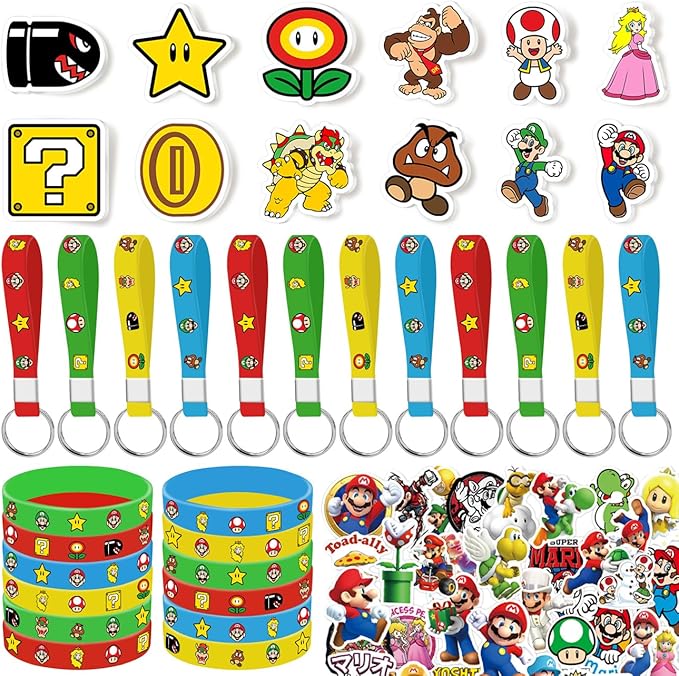 Mario Birthday Party Supplies, 86PCS Birthday Gifts Set for Mario Theme Party
