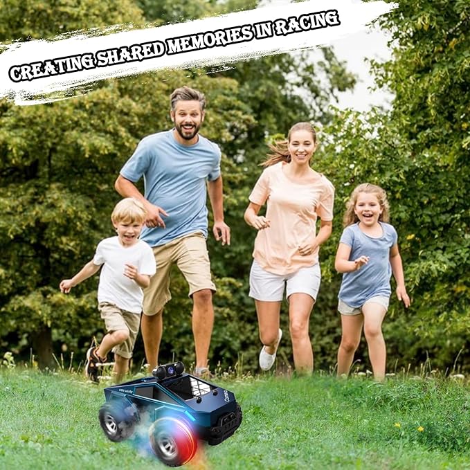 RC Car with Camera, 1/28 RC Monster Truck Toys with 720P HD FPV Camera, High Speed All-Terrain Remote Control Car, Racing Vehicle with Blinking Body Lights for Adults, Kids, Boys, Dual Control Modes
