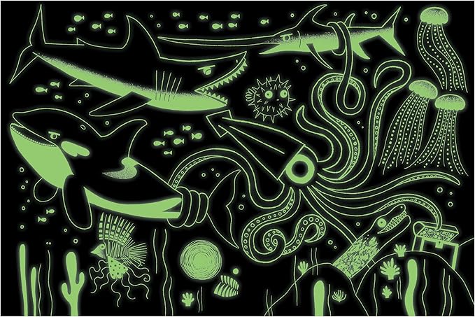 Mudpuppy’s Ocean Predators 100 Piece Glow in The Dark Puzzle, Includes 100 Glow in The Dark Pieces, Perfect for Ages 5+, Turn Out The Lights and Let The Completed Puzzle Glow!