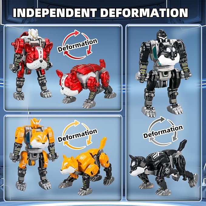 3-in-1 Transforming Robot Toys, Animal Transform to Robots Toy, 7 Shapes Deformation Alloy STEM Educational Toy for Kids 3+ Year Old, Birthday Christmas Party Gifts for Boys & Girls Age 4-6 6-8 8-12