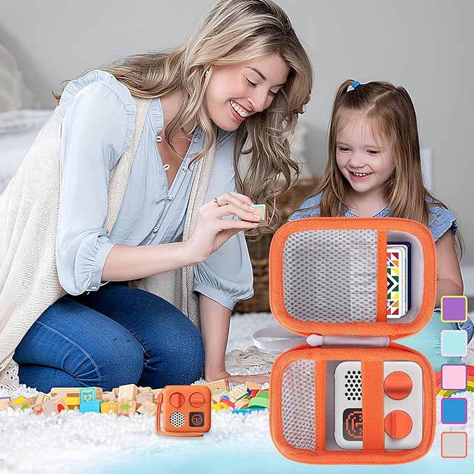 Storage Case Compatible with Yoto Mini Kids Audio Player Travel Device Plays Stories Music Podcast Radio Speaker (Blue + Rose red Zipper)