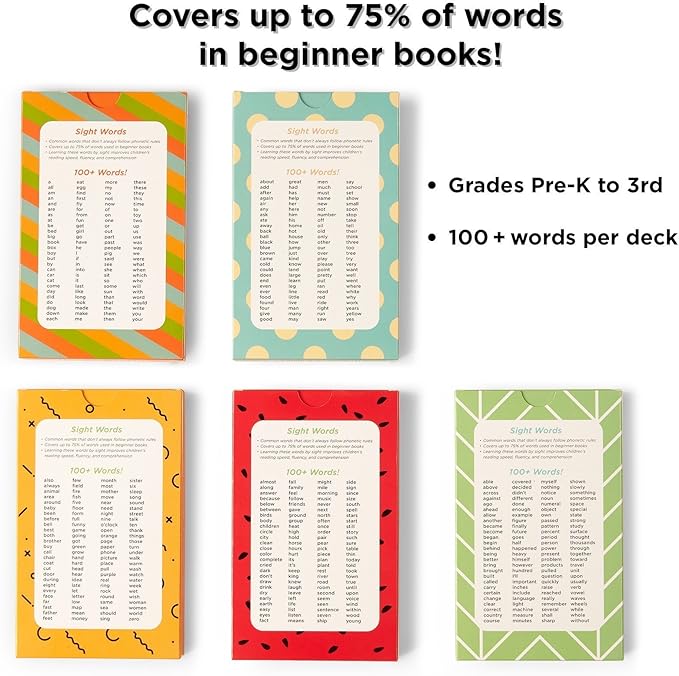 Think Tank Scholar 180 Preschool Flash Cards & 520 Sight Words Flash Cards Bundle - 10 Different Packs of Learning Cards.