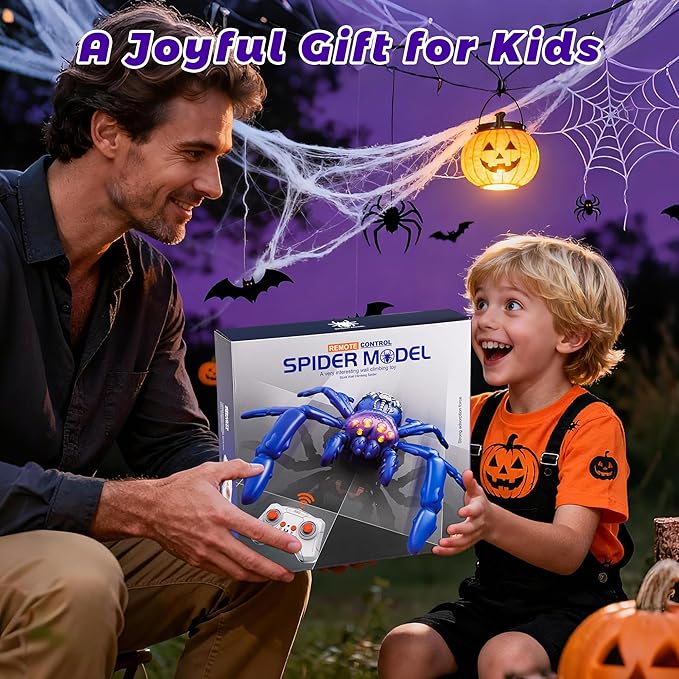 Wall Climbing Remote Control Spider, Rechargeable RC Wall Crawler Tarantula Robot with High Speed & 360° Rotation, Funny Prank Toys Gifts for Boys & Girls Age 3+ (Purple)