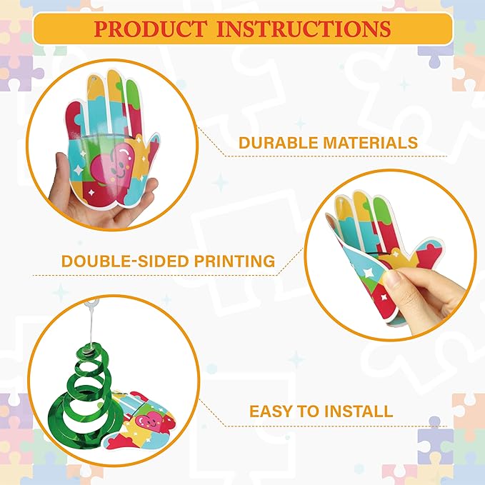 38pcs Autism Awareness Hanging Swirl Decorations, Autism Awareness Puzzle Piece Hanging Swirls for Home Party Wall Decoration, April Festival Party Supplies