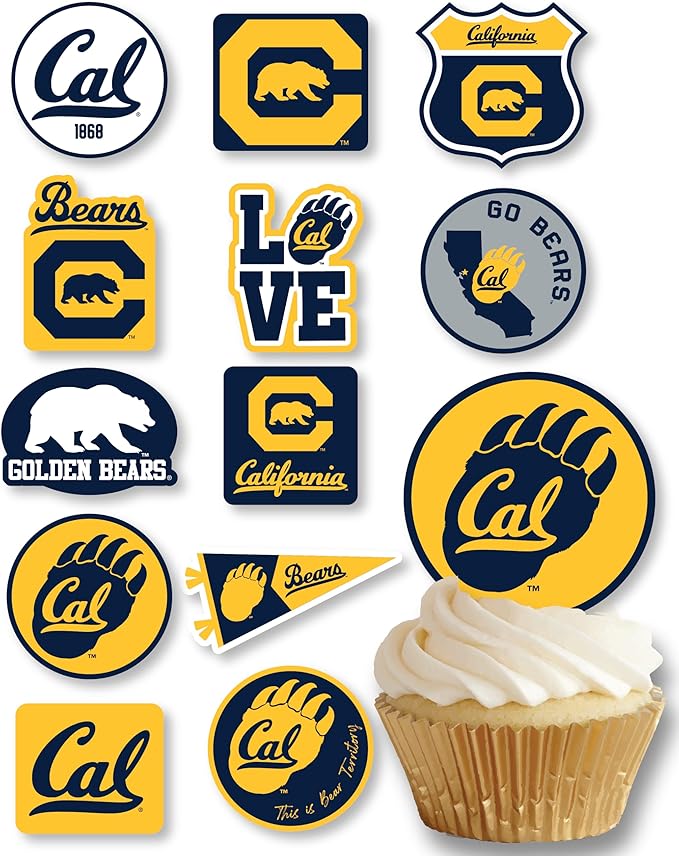 Cal UC Berkeley Cupcake Topper Party Supplies for Football, Birthday, Graduation Party Decorations (24 Pieces) (California Berkeley Golden Bears)