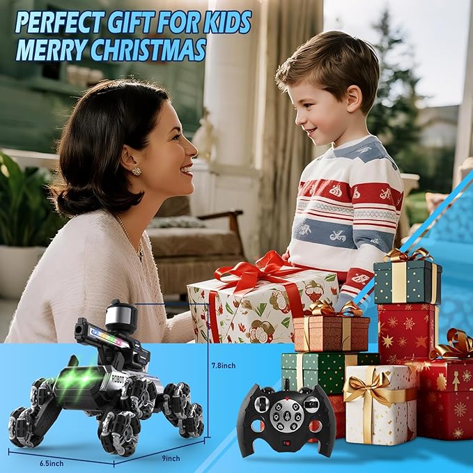 Godboat Robot Dog - Smart Toys for Kids with Music & LED Eyes, 2.4GHZ RC Car, 8-Wheel Stunt, 9+ Lifelike Actions and Water-Shooting, Age 3 4 5 6 7 8 Year Old Boys Girls Christmas & Birthday Gifts 2026
