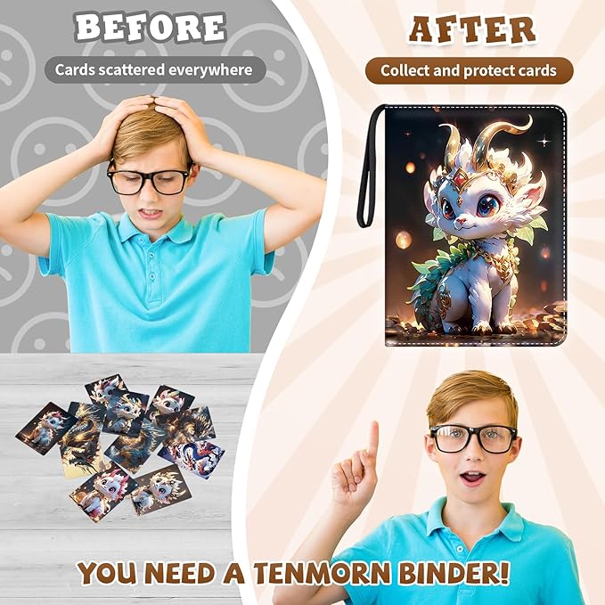 Card Binder for Pokemon Cards 4-pocket 400 Pockets.Trading Card Holder Album Book Case for TCG Cards.with 50 Removable Sleeves.for Collectors Boys Girls Toys Gift(black)