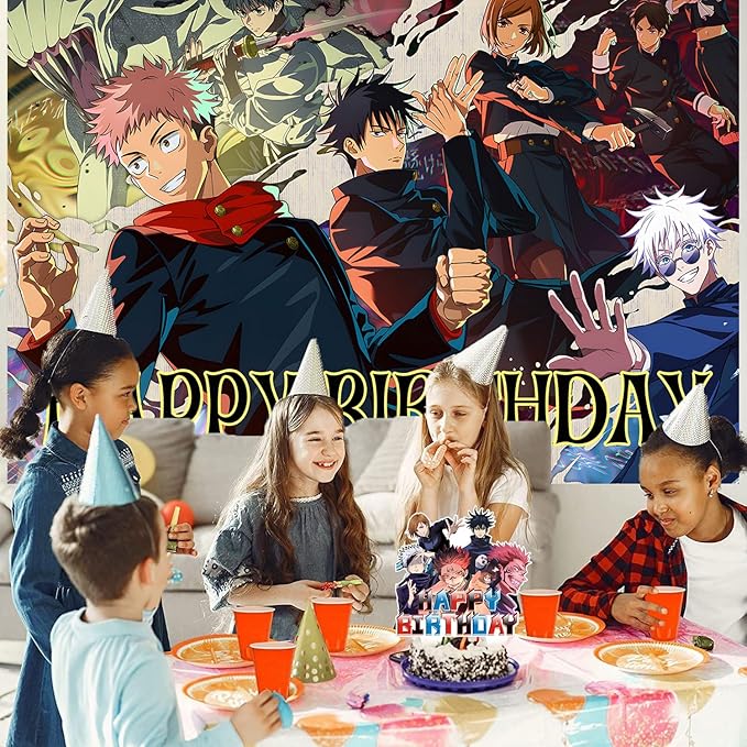 Jujutsu Anime Kaisen Birthday Backdrop,Poster for Jujutsu Anime Kaisen Theme Party Decorations Anime Birthday Supplies Background Studio Shoot Photo Props