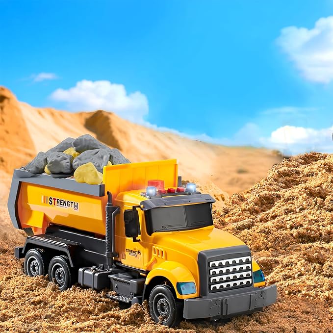 Large Dump Truck Toys for 3 4 5 6 7 8 Year Old Boys, Lights and Sounds Truck Vehicles Toy for Kids Childs Toddlers Christmas Birthday Gift