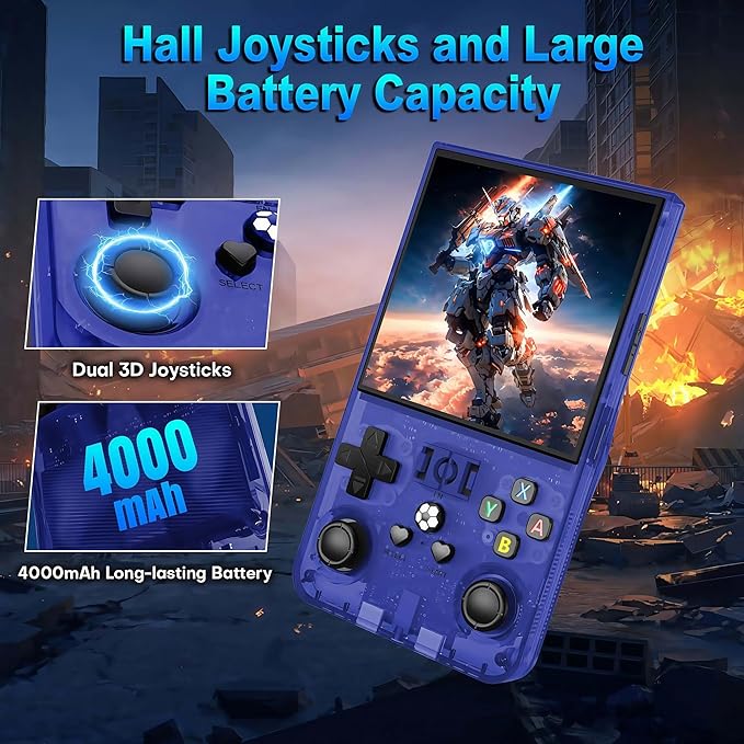 R36MAX Retro Handheld Game Console with Gift Card & Premium Bag, 4.0 Inch IPS Screen, 21,000+ Classic Game, Portable Linux System, 4000mAh Battery Retro Gaming Console (Blue Set)