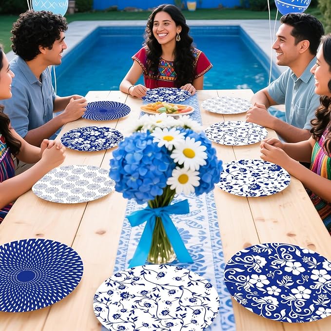 60Pcs Blue and White Floral Party Paper Plates 9 Inch Disposable Heavy Duty Blue White Vintage Flowers Dessert Plates Chinoiserie Porcelain Decorations for Wedding Spring Birthday Party Supplies