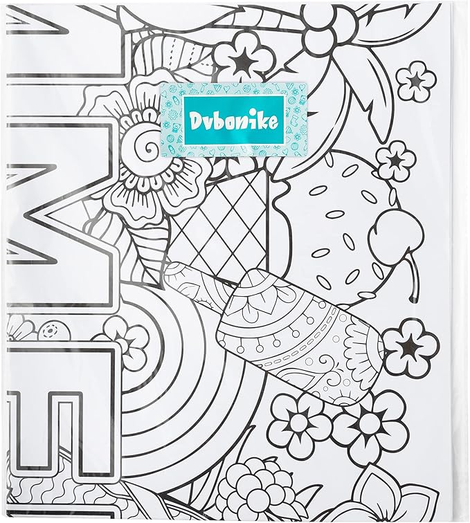 Dvbonike Jumbo Mandala Coloring Poster Giant Summer Color-in Paper Poster DIY Drawing Blank Doodle Art Banner 55.1 x 23.6 inch Tablecloth Wall Decoration, Home School Activity Party Supplies for Kids