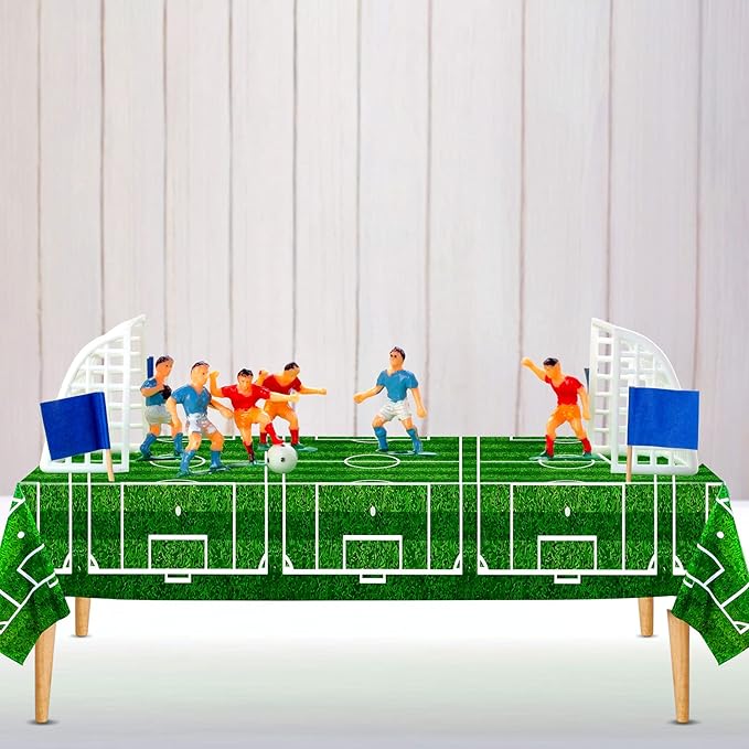 Mixweer 6 Pcs Soccer Plastic Tablecloth Party Decorations 54 x 108 Inch Disposable Plastic Table Cover for Soccer Birthday Party Decorations