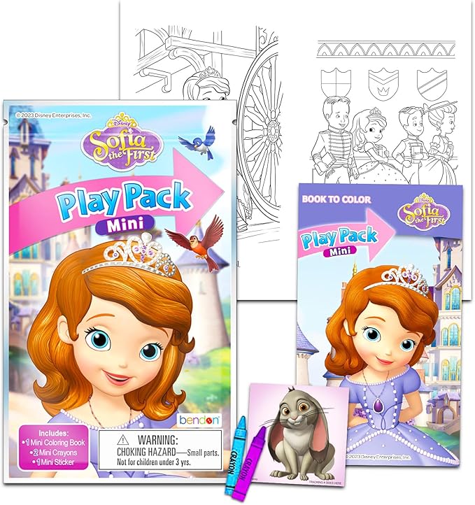 Disney Sofia the First Birthday Party Favors Set - Bundle with 24 Sofia Play Packs | Mini Coloring Books and Stickers for Goodie Bags (Disney Jr Sofia the First Party Supplies)